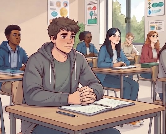 Élève de 6e travaillant dans une classe
